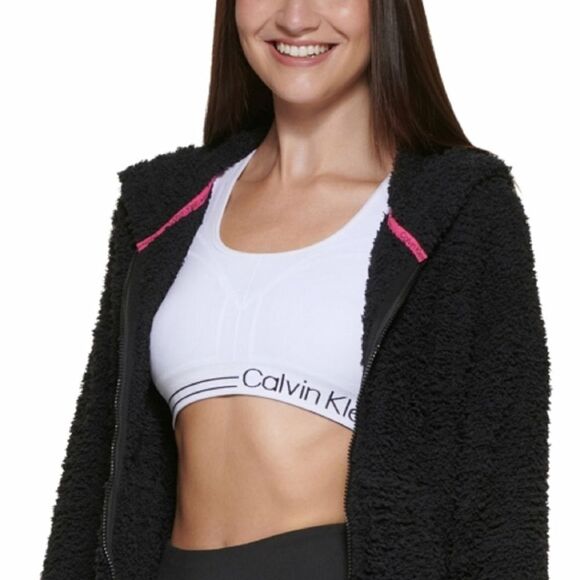 Calvin Klein Performance Fuzzy Zip-Front Hoodie Sz Med - Picture 2 of 13